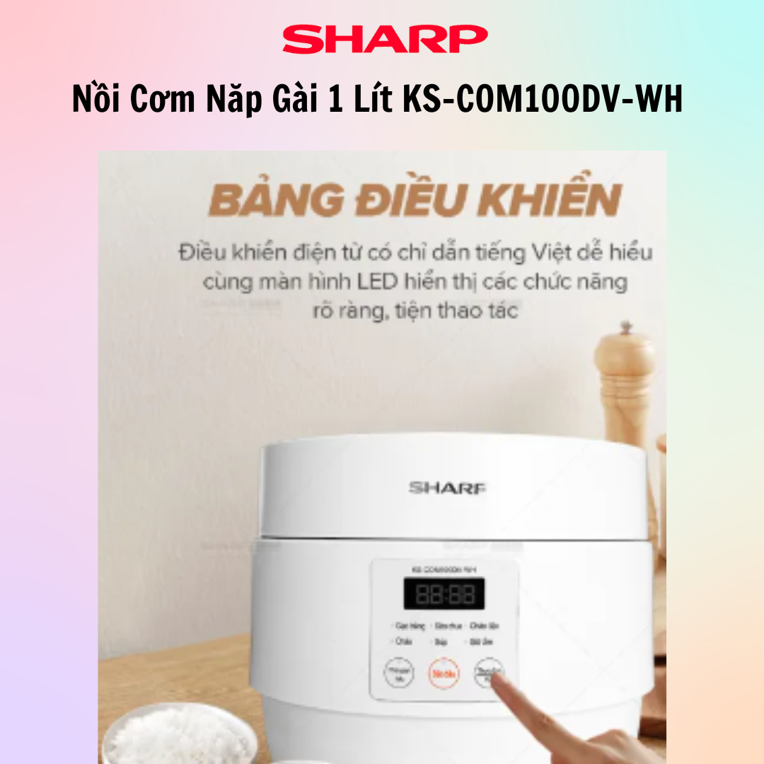 Nồi cơm điện tử Sharp KS-COM100DV-WH(1L)-Hàng Chính Hãng