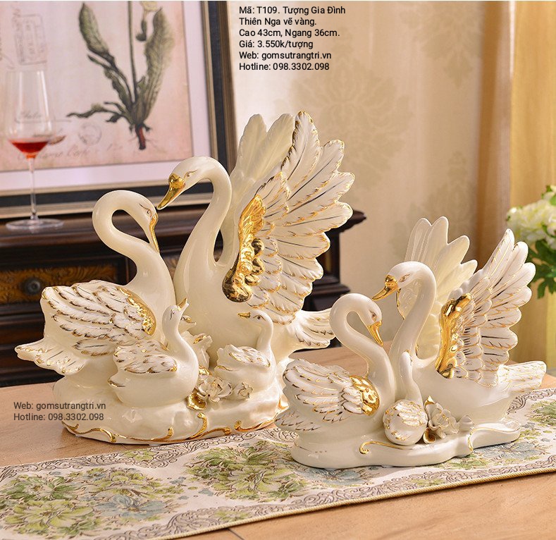 Tượng gia đình thiên nga viền vàng