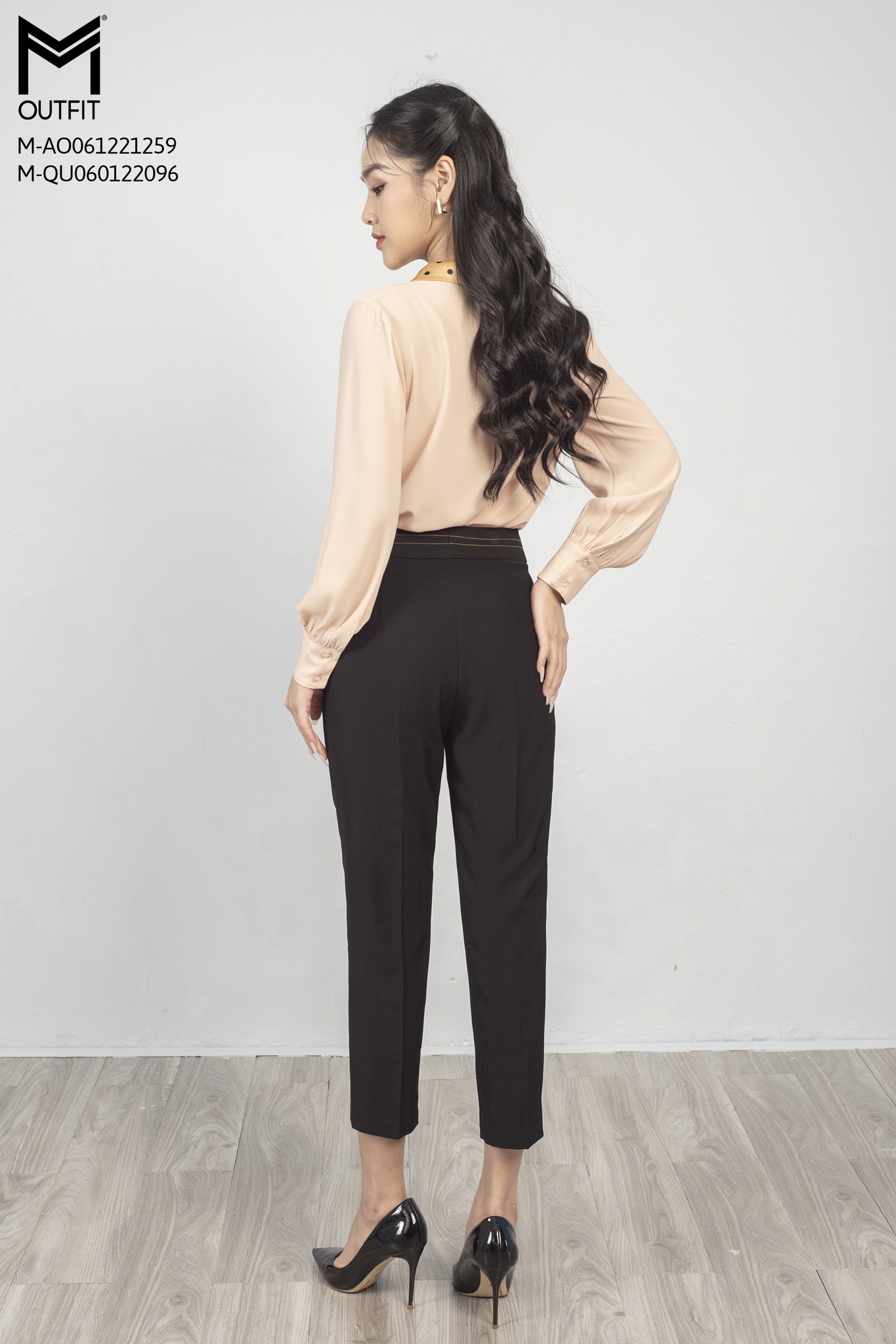 Áo sơ mi dài tay, phối cổ lụa thời trang MMoutfit