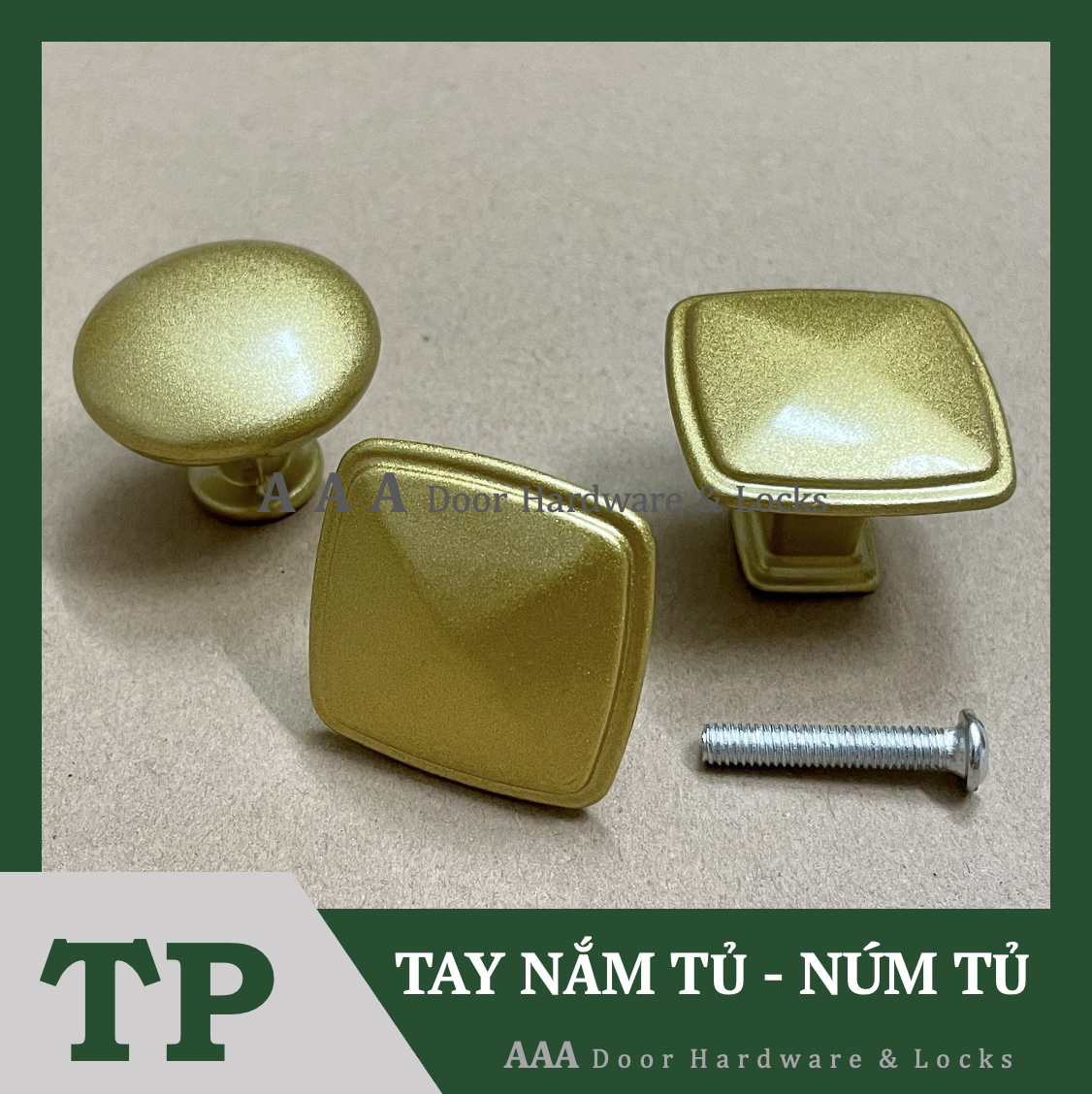 Tay nắm ngăn kéo tủ, núm nắm cửa tủ màu vàng