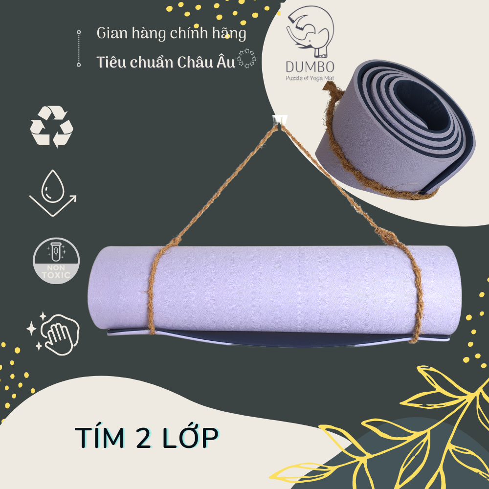 pastel,không mùi, chống trượt Thảm Tập Yoga DUMBO MAT TPE 6mm 2 Lớp Thảm