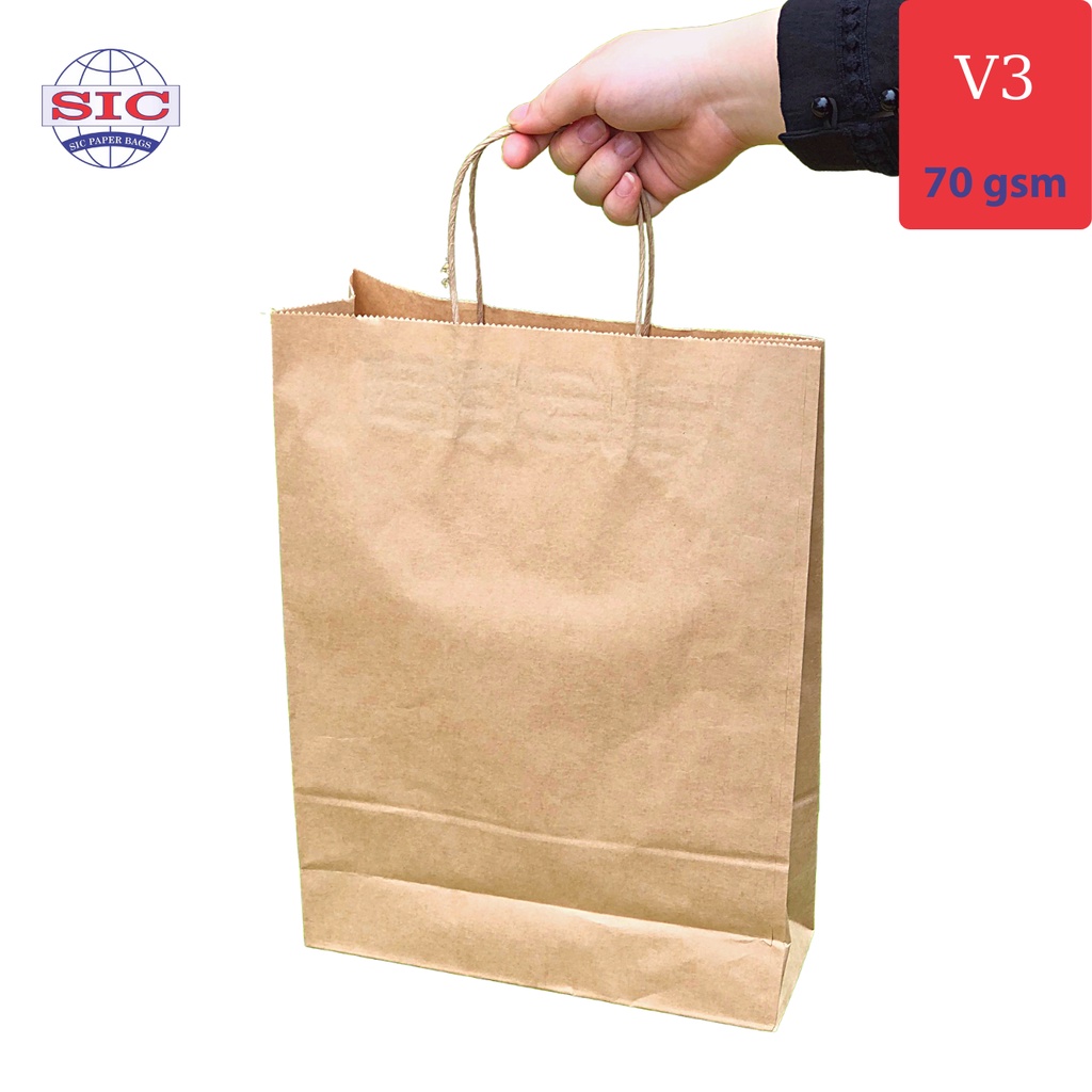 [SET 100 CHIẾC] TÚI GIẤY KRAFT V3- 25x10x30 CÓ QUAI