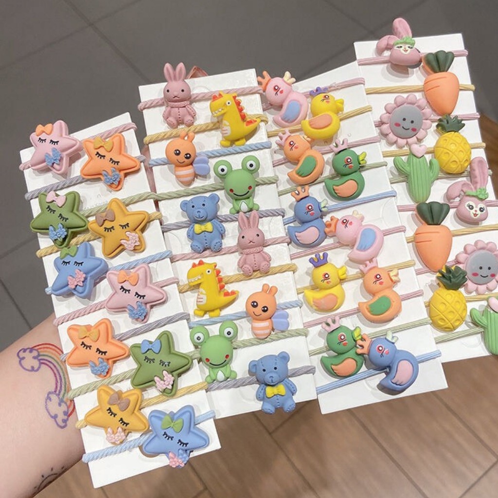 Set 10 dây cột tóc nhiều hình dễ thương cho bé