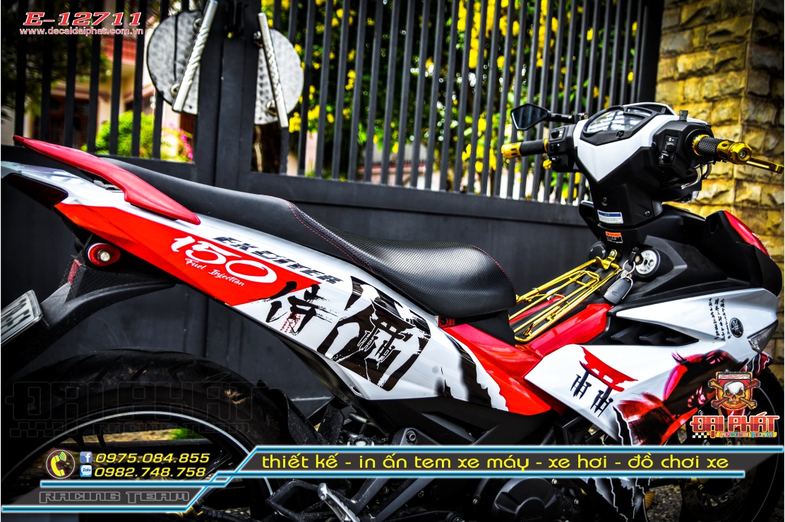 Tem Trùm Exciter 150 Samurai trắng đỏ - E-12711