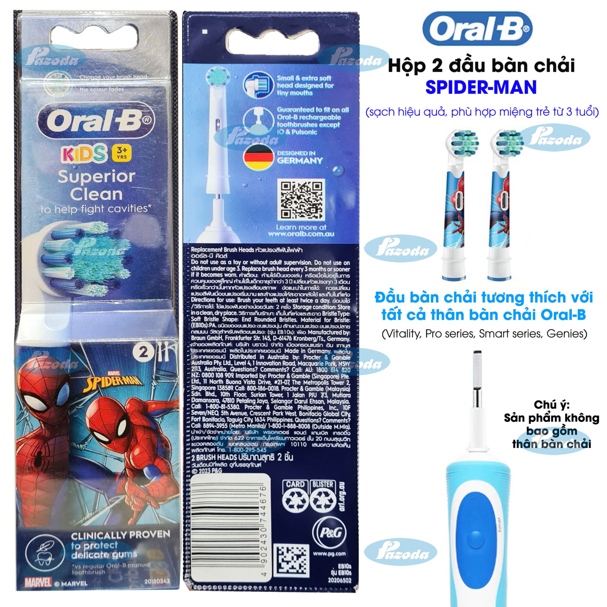Đầu bàn chải điện Oral-B trẻ em (lông cực mềm cho trẻ từ 3 tuổi)