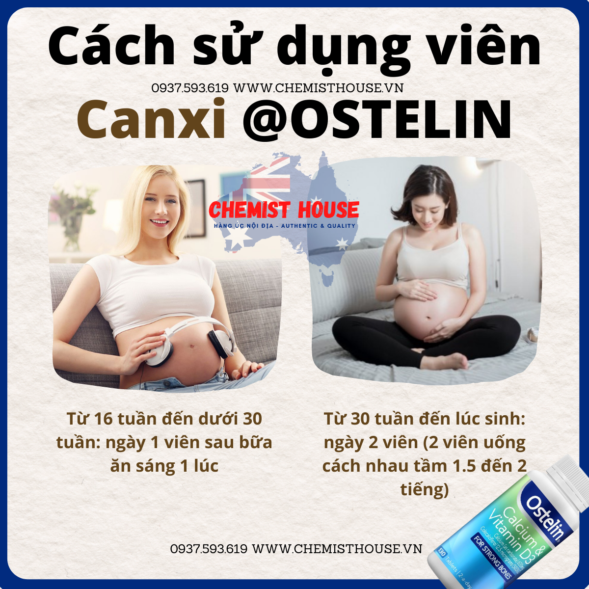 [HÀNG CHUẨN ÚC] Combo Vitamin cho Mẹ Bầu 4 món (Elevit + DHA + Canxi + Sắt)
