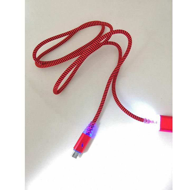 Cáp sạc dây dù cổng MicroUSB cho Android - Có đèn báo