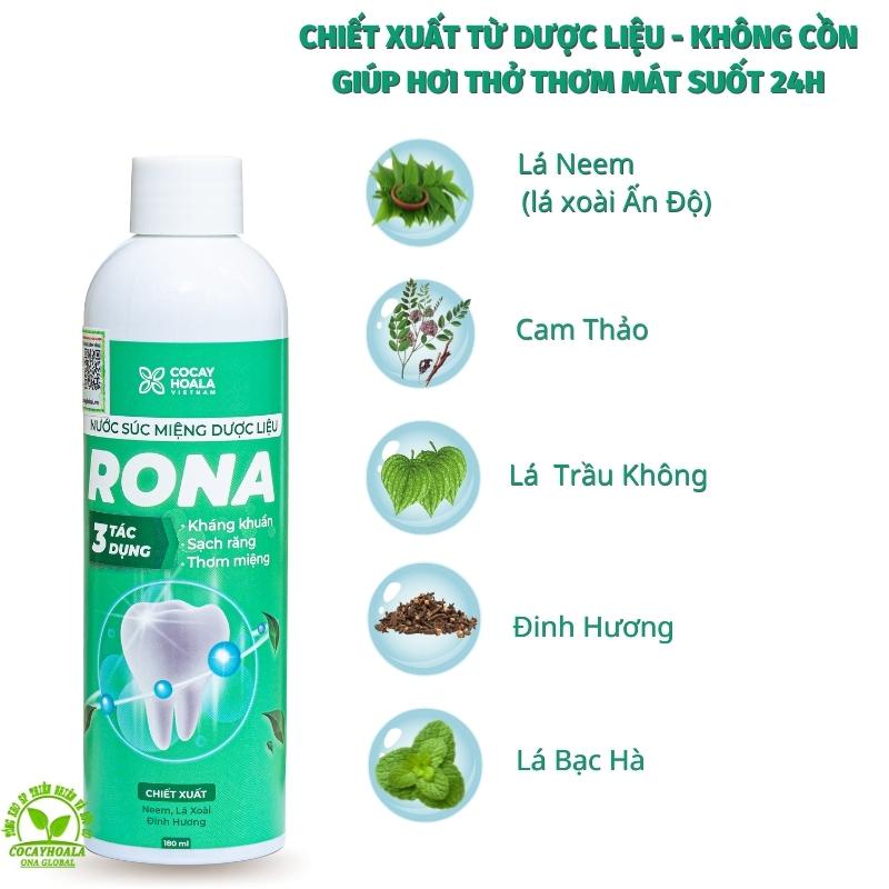 [HCM][CHAI LỚN 180ML] Nước súc miệng dược liệu Rona CoCayHoaLa - chai 180ml