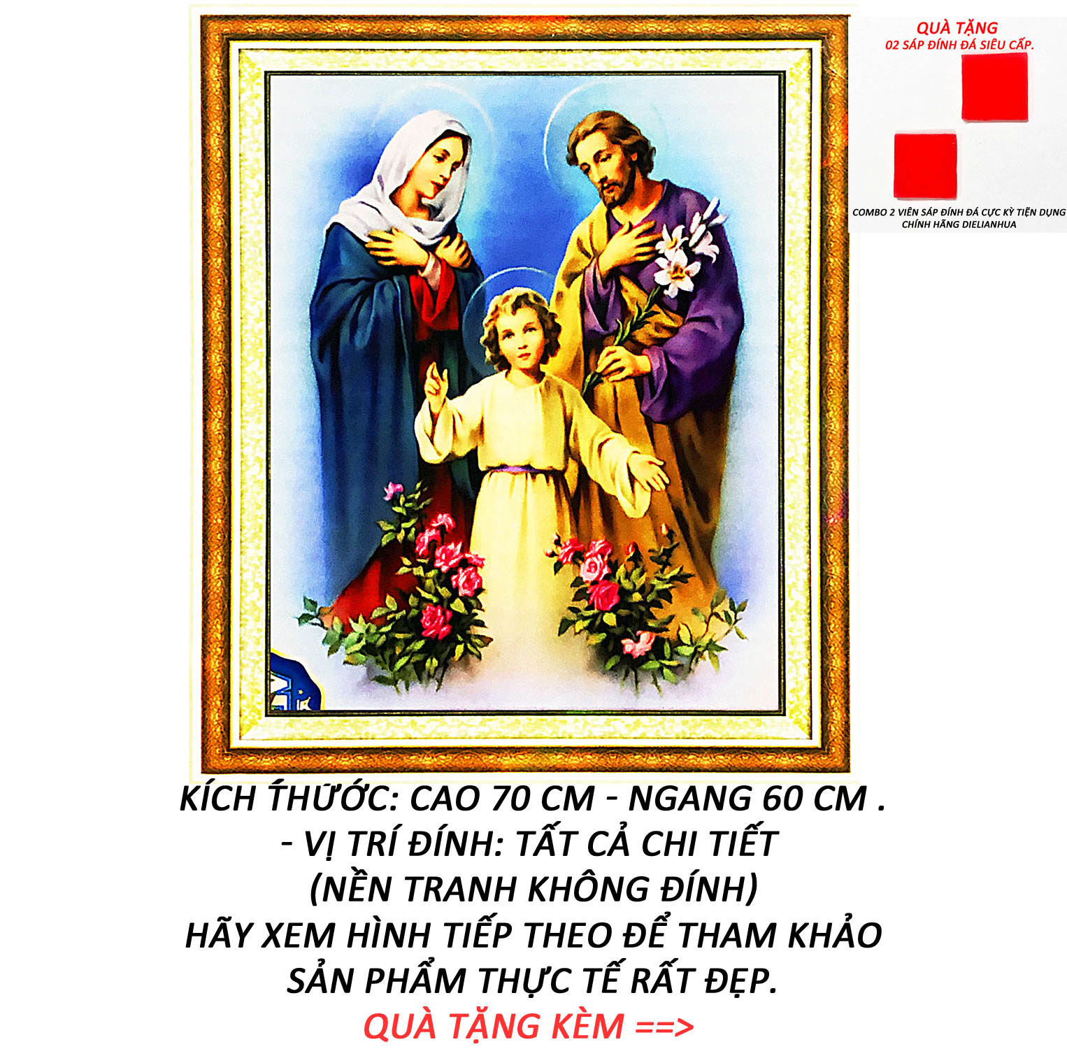 Tranh Đính Đá Tự Làm - Thánh Gia 10 (Kèm Quà Tặng) - Tranh Minh Hiền (TỰ ĐÍNH ĐÁ)