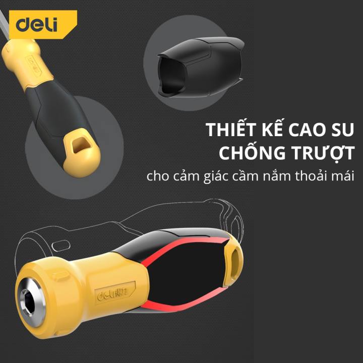 Tua Vít Đa Năng 2 Đầu Deli - Đầu Vít Từ Tính PH1 và 5.0 - Chất Liệu Thép CR-V Siêu Bền Chống Mòn, Gỉ - DL625100S/DL625150S - Hình ảnh 8