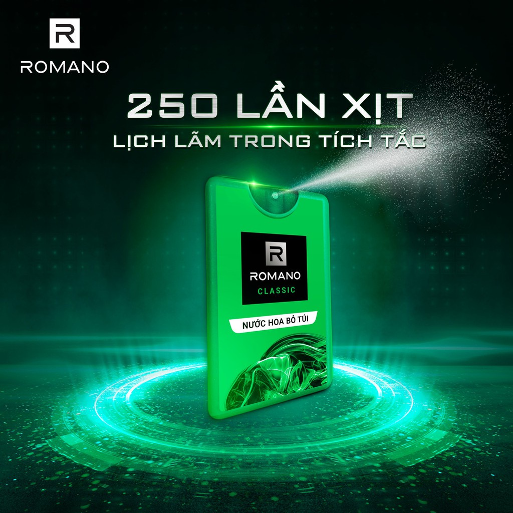Nước hoa bỏ túi Romano xanh lá CLASSIC 18ml (Hàng tặng)
