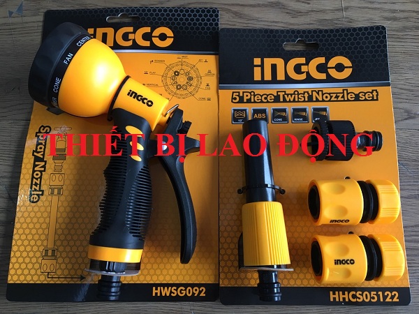 Combo 1 vòi phun xịt nước ingco hwsg092+ 1 bộ 5 đầu nối nhanh máy xịt rửa ingco hhcs05122hwsg092