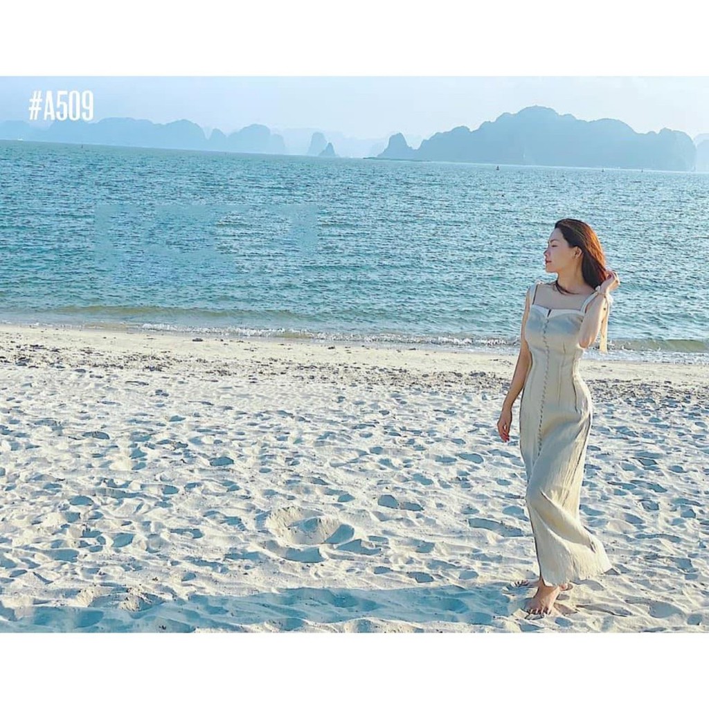 Đầm Maxi 2S Phối Nút Xẻ Tà Đi Biển - MS509