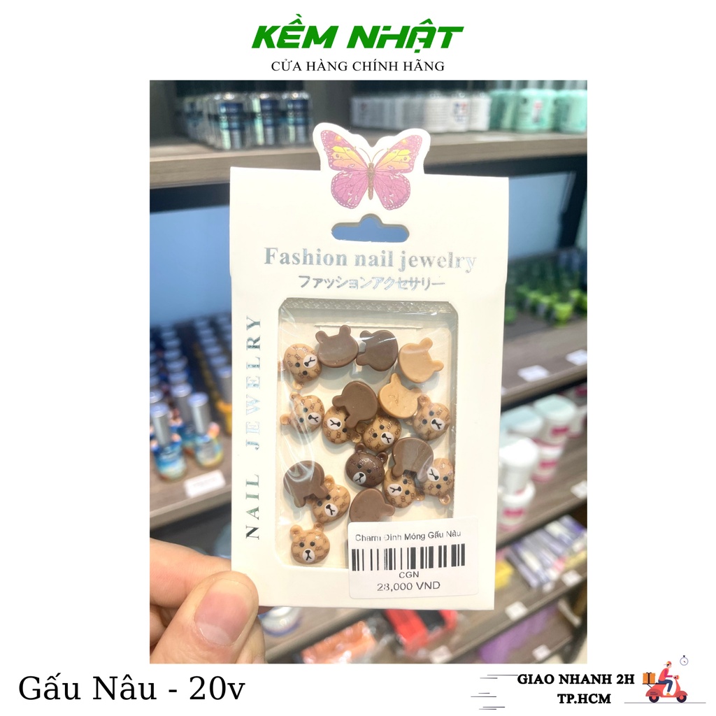 Charm Đính Móng Hình Dạng Gấu Nâu Ngắn - 20v