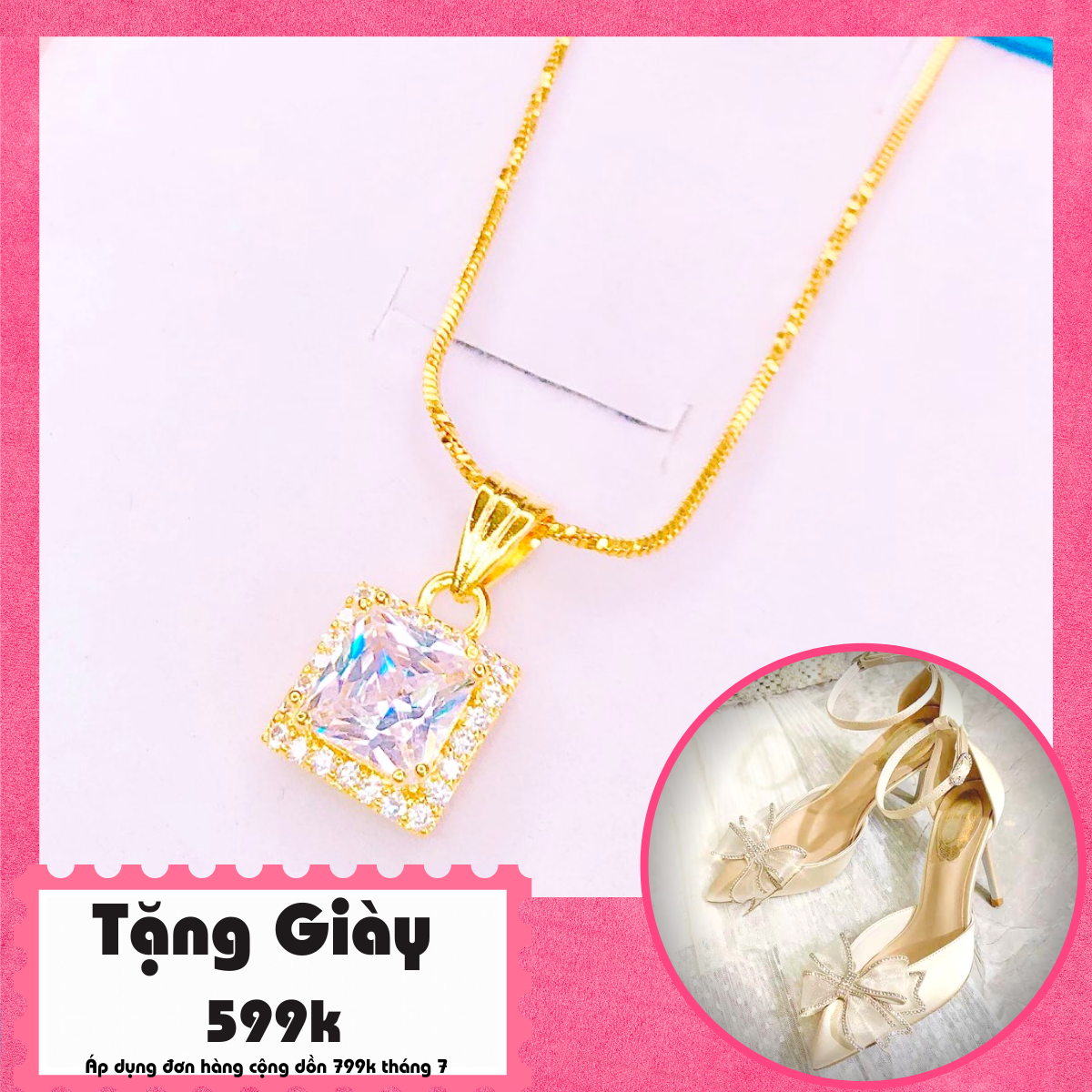 Dây chuyền mạ vàng nữ 18k GADO DM019, dây chuyền vàng non 24k, dây chuyền đính đá dây chuyền phong thủy thiết kế sang trọng Trang sức nữ GADO - dùng đi tiệc xinh đẹp thời trang