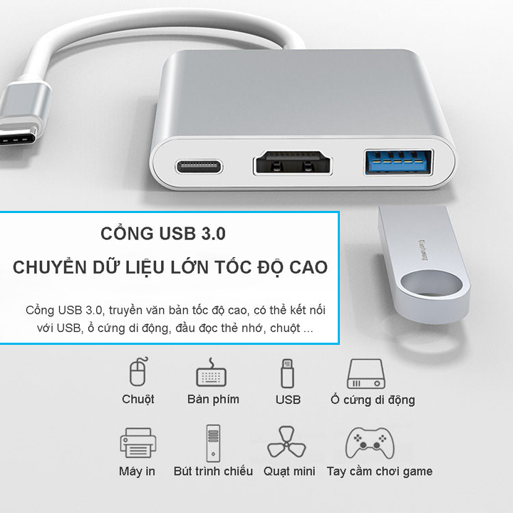 USB Type-C đến USB-C 4K HDMI, VGA USB 3.0, Trinp top, 4K HD