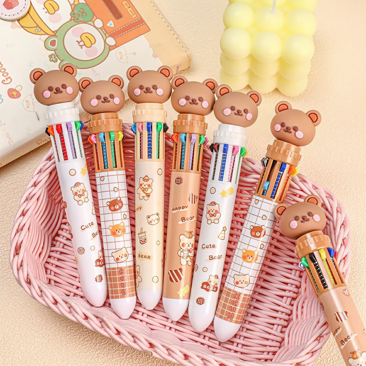 Ballpoint Pen 10 Colors Cute Bear Shape