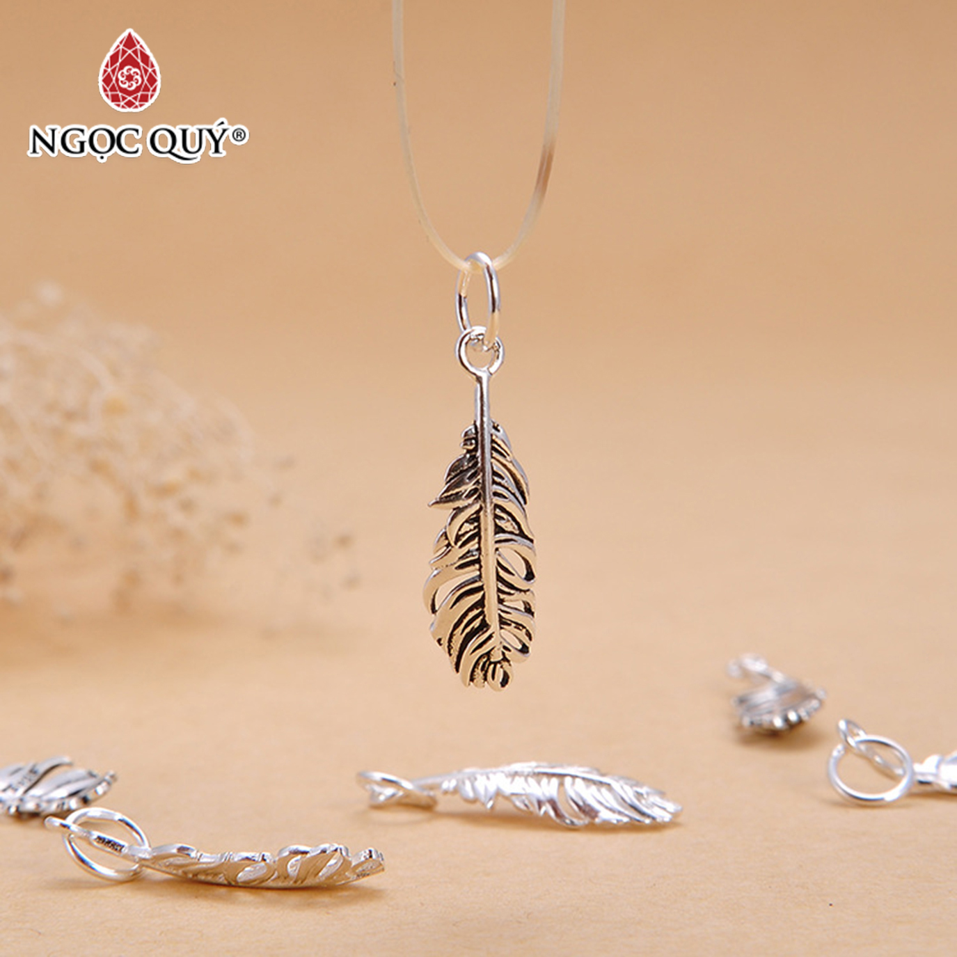 [HCM]Charm bạc lông vũ treo - Ngọc Qúy Gemstones