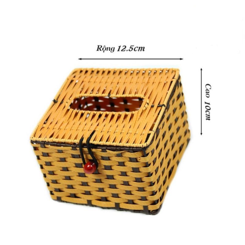 Hộp đựng giấy ăn vuông mây