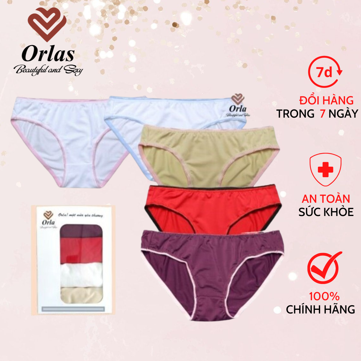 Combo 5 quần lót nữ orla trơn viền vro-01