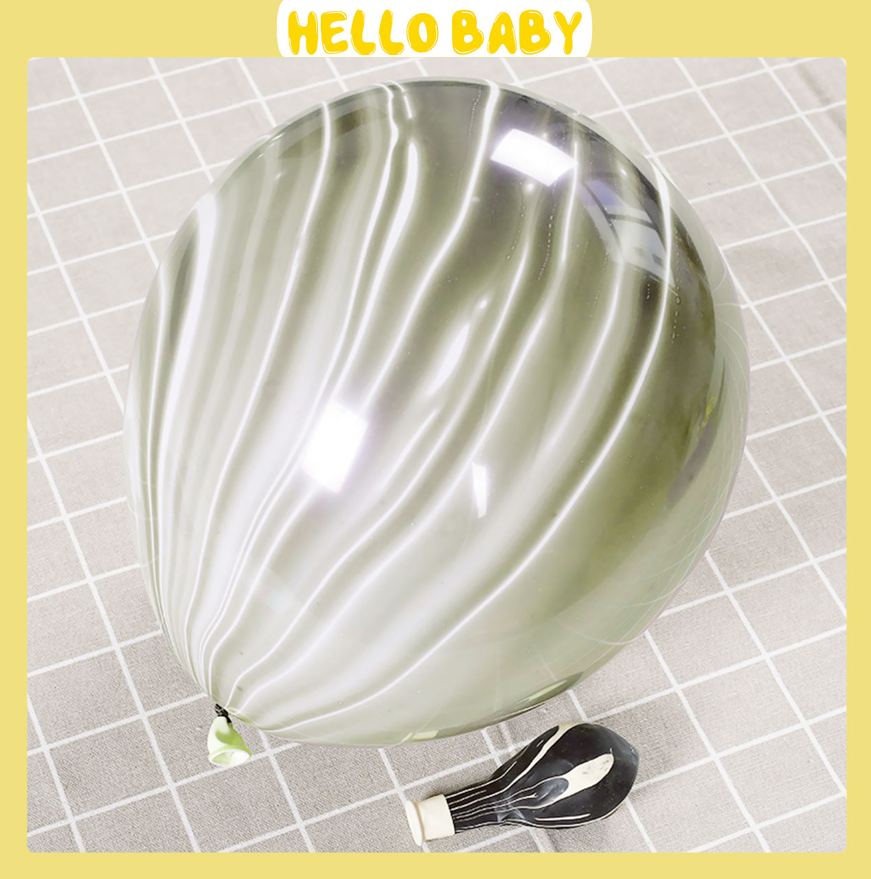 Set 5 quả bóng cao su màu vân đá - bóng sơn thủy - bóng màu loang trang trí tiệc sinh nhật - Hello Baby