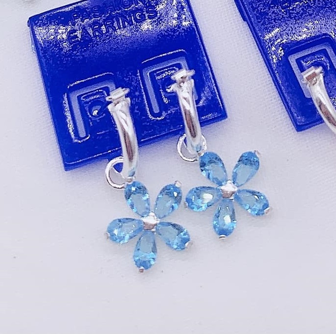 Bông tai trẻ em bằng bạc mặt hoa MS04g