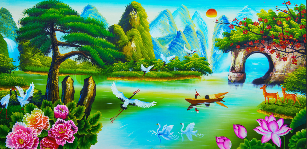 [Deal quà tặng] Tranh dán tường 3d đồng quê