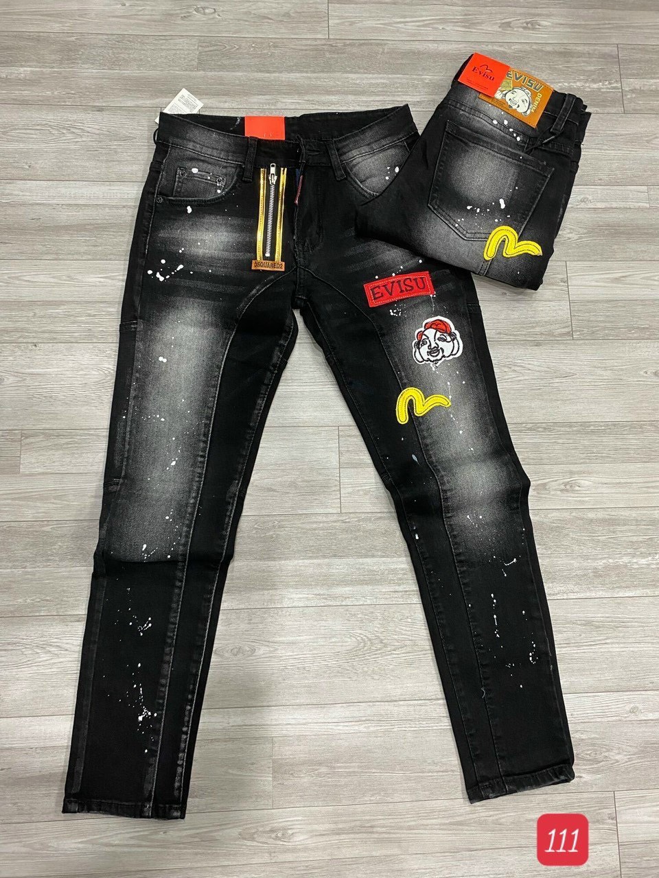 Quần jean nam dài xanh rách gối thêu chữ đẹp nhiều mẫuchất jean dày dặn kiểu dáng trẻ trung giá tốt KAYSTORE