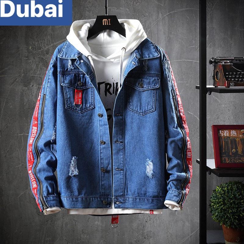 ÁO KHOÁC JEAN NAM CHẤT BÒ XANH ĐẬM NÓN TRẮNG HÀN QUỐC KOREA CHẤT MEN NGẦU DB-00 - DUBAI FASHION