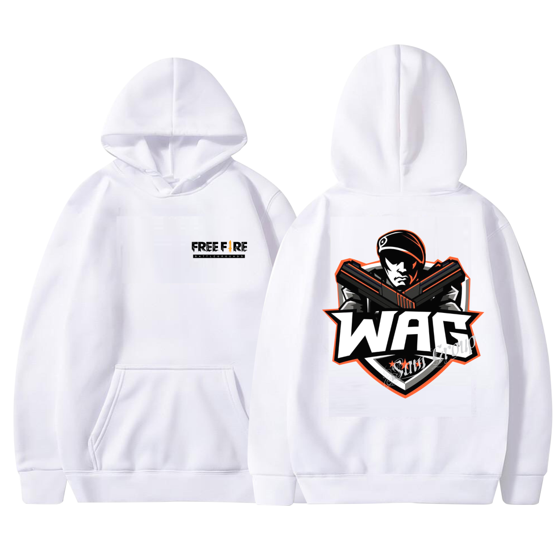 Hoodie sweatshirt Free Fire White Print team logo openings WAG