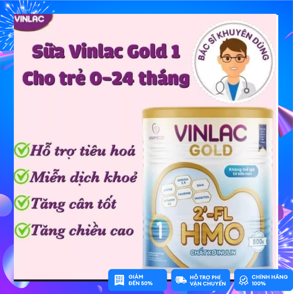 (2 lon freeship tặng 1 khăn mặt ) sữa vinlac gold 1 800g date 2026
