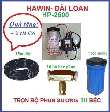 Trọn bộ phun sương Đài Loan 10 béc đế đồng hoàn chỉnh tặng 2 cái Co, T