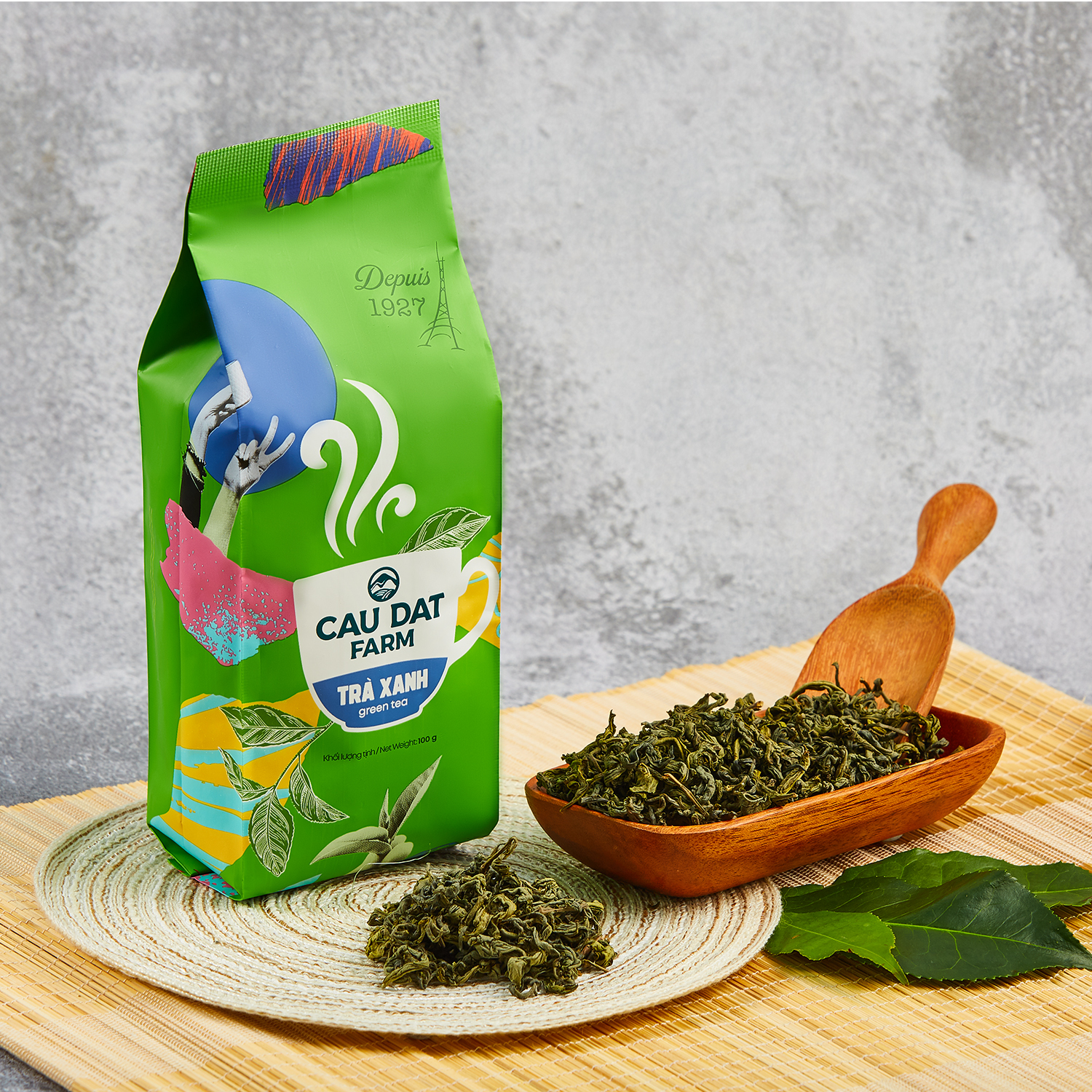 TRÀ XANH CẦU ĐẤT GÓI 100G