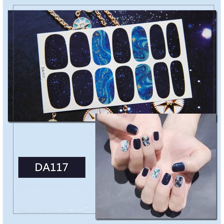 Set 14 Nhãn Dán Móng, Sticker Dán Móng tông xanh 💖💖💖