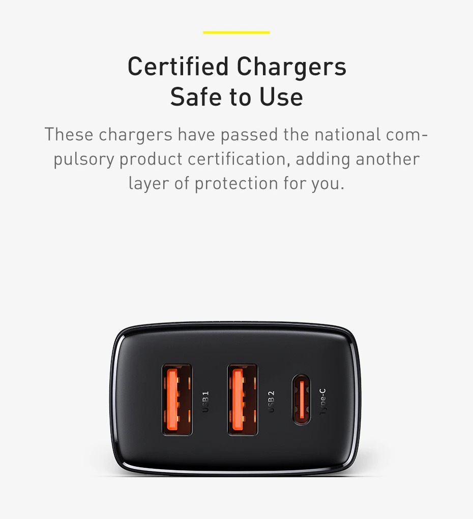 Củ sạc nhanh 3 cổng 30w baseus compact quick charger 2U+C 30W