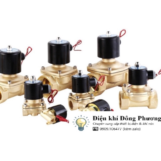 Van điện từ nước phi 13, phi 21, phi 27 - van nước điều khiển bằng điện [LOẠI TỐT Thân đồng dây đồng]