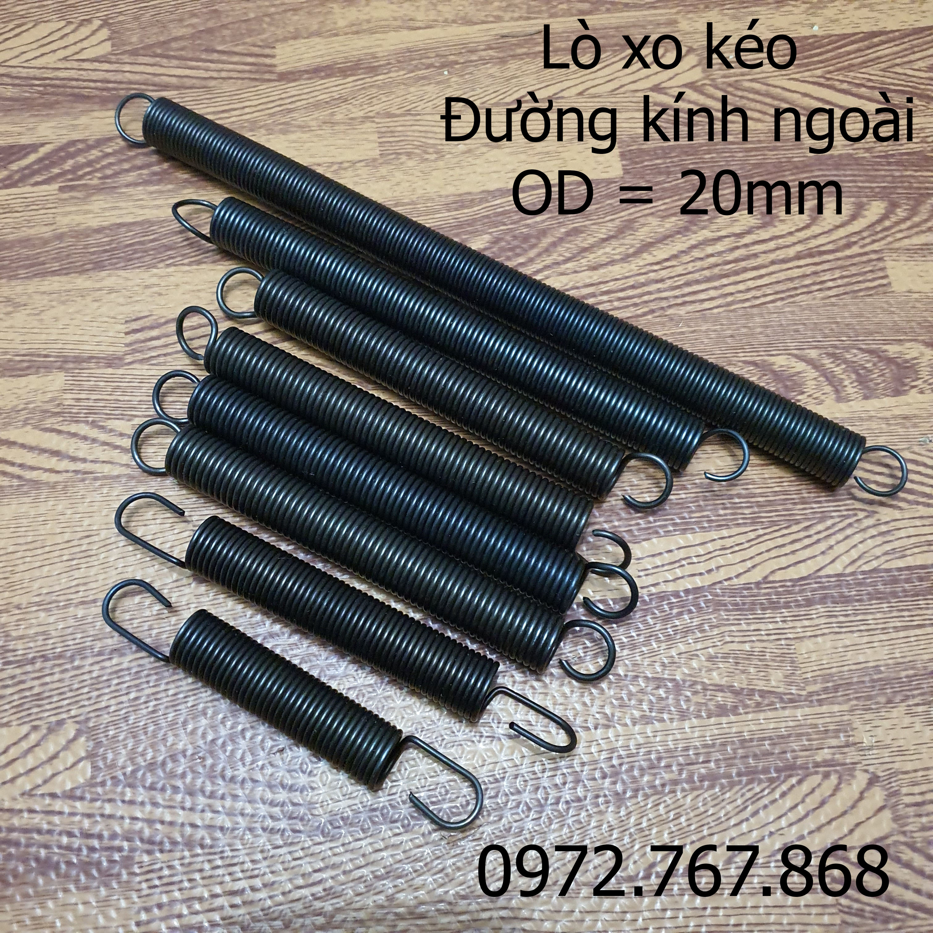 Lò xo kéo đường kính ngoài 20mm, 2 đầu có móc