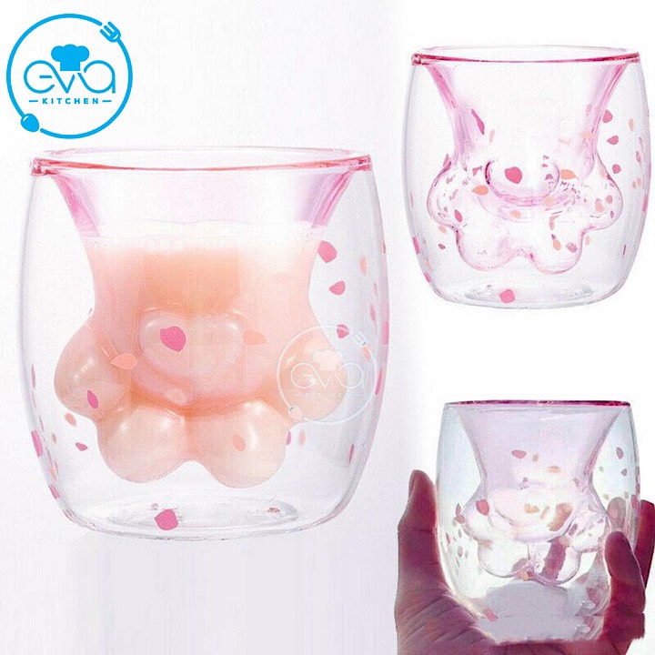 Ly Chân Mèo 2 Lớp Đáng Yêu Cat Claw Cup