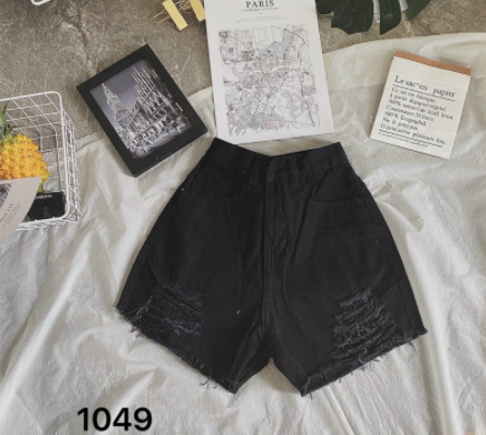 Short Jeans Rách Đen Trắng bigsize Ms 1048