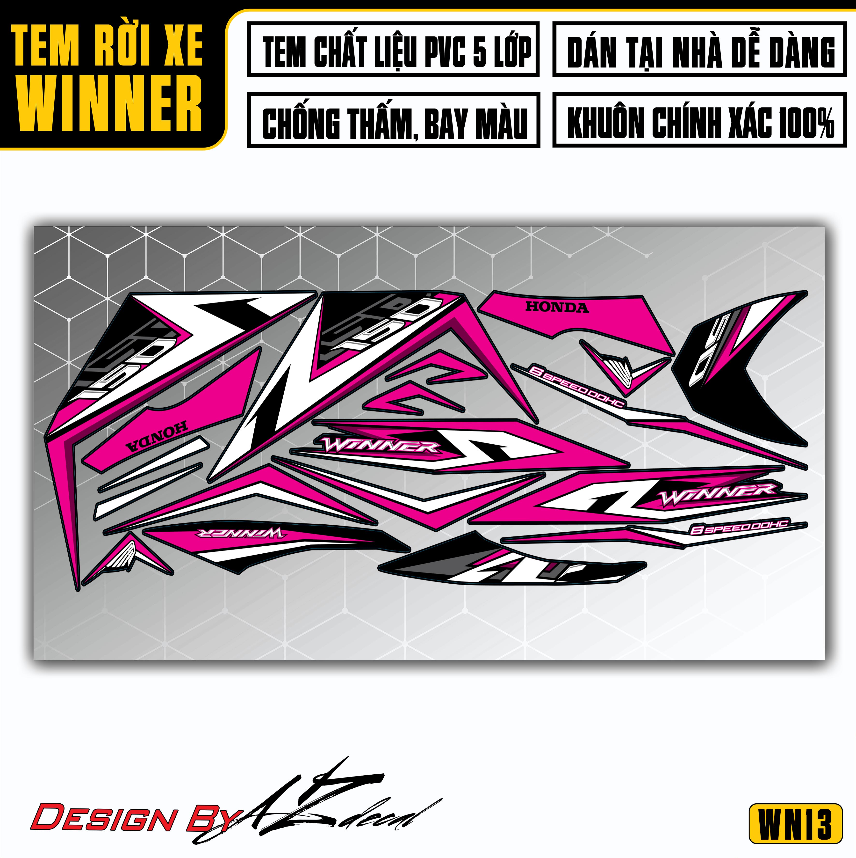Tem Rời Xe Winner 150 Mẫu Speed Cách Điệu | WN13 | Decal Chế Xe Winner V1 Chất Liệu PVC Chống Nước, Chống Bay Màu - Azdecal