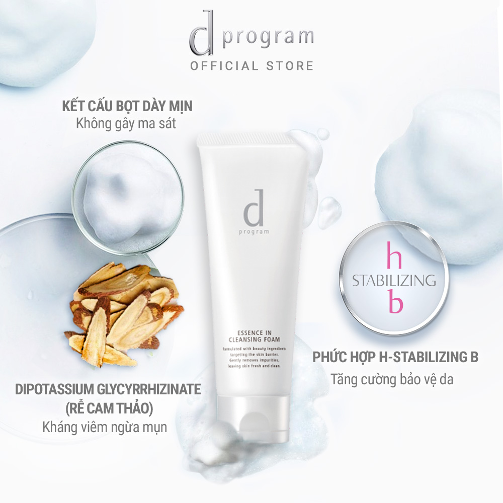 Bộ đôi Sữa rửa mặt tạo bọt dưỡng da dProgram Essence In Cleansing Foam 120g