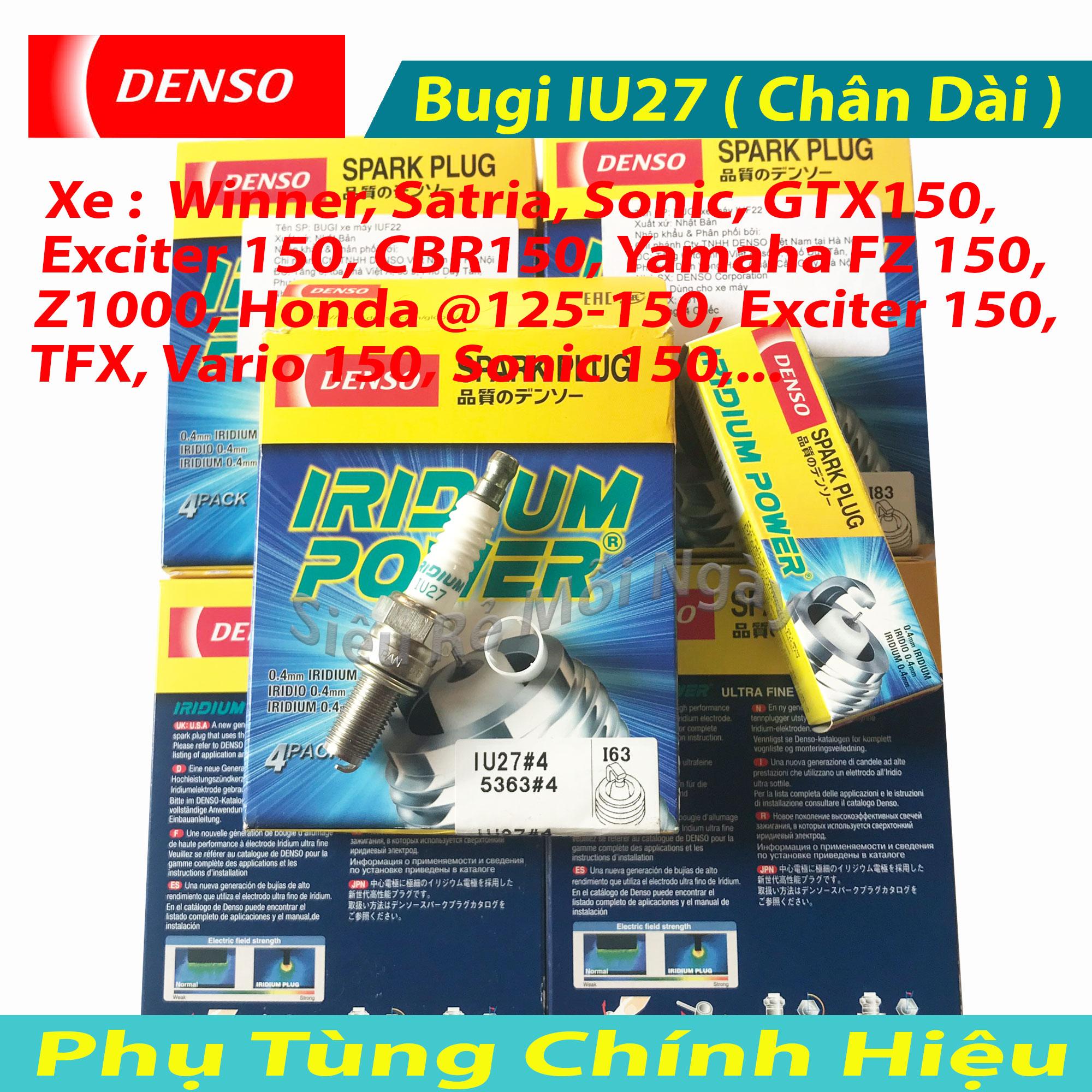[HCM]Bugi Iridium Denso IU 27 Exciter 150 Winner Sonic Raider Fi ( Chân Dài )