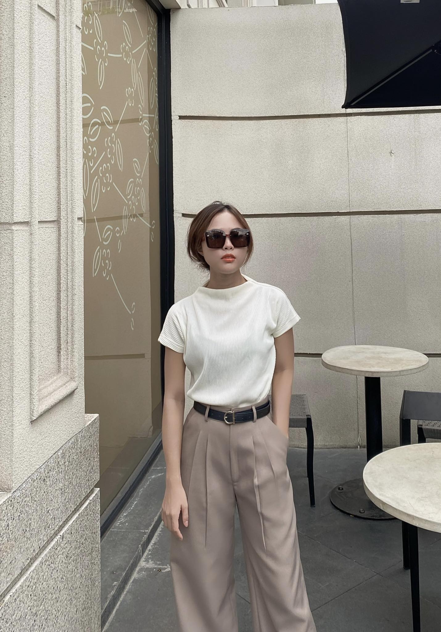 Áo thun thiết kế CHARMO vải thun len gân freesize Basic Wide Top