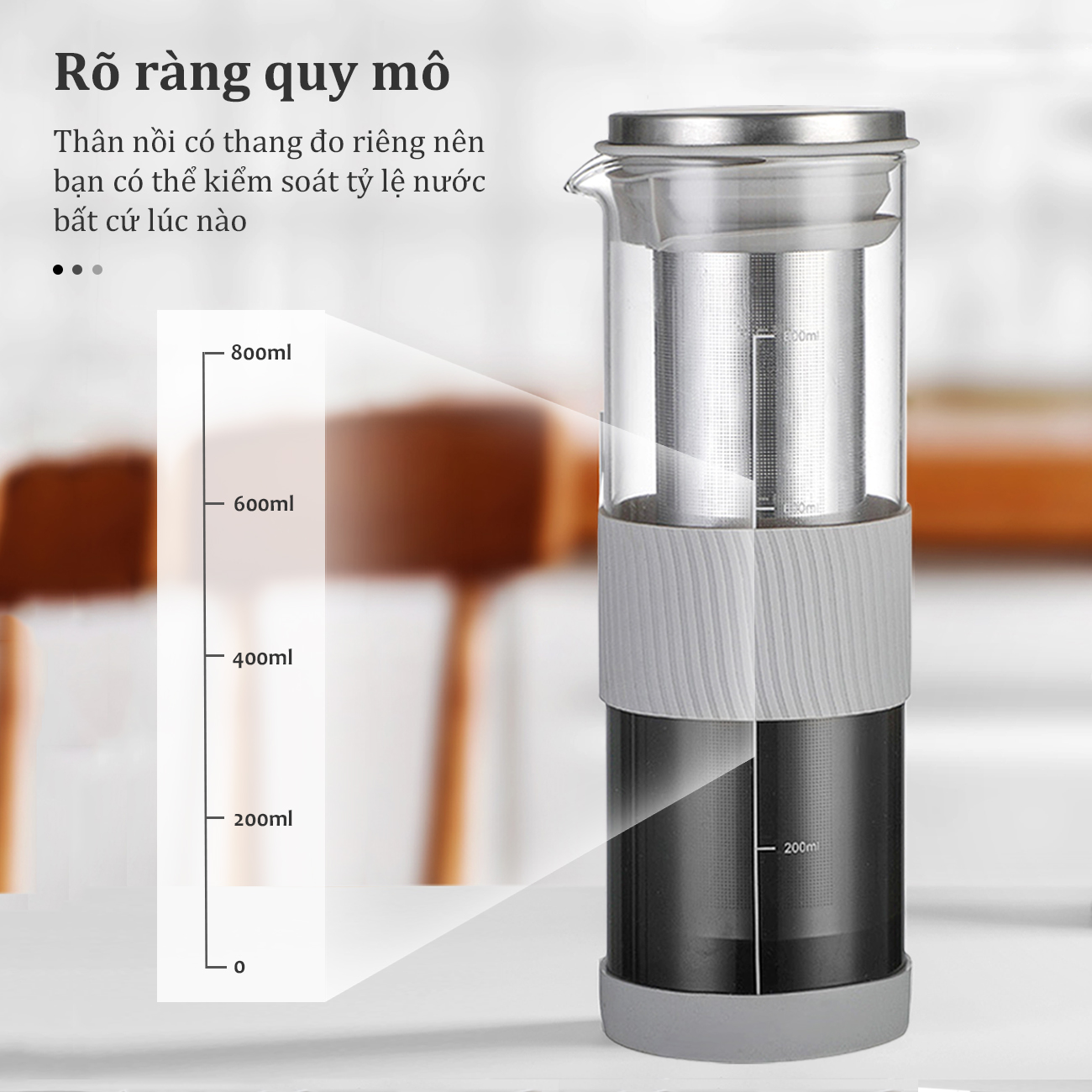 Bình pha cà phê cold brew 800ml bình pha cold brew chất liệu thủy tinh cap cấp Bình ủ cold brew bộ lọc inox 304 pha trà phin pha coffee Cold brew coffee