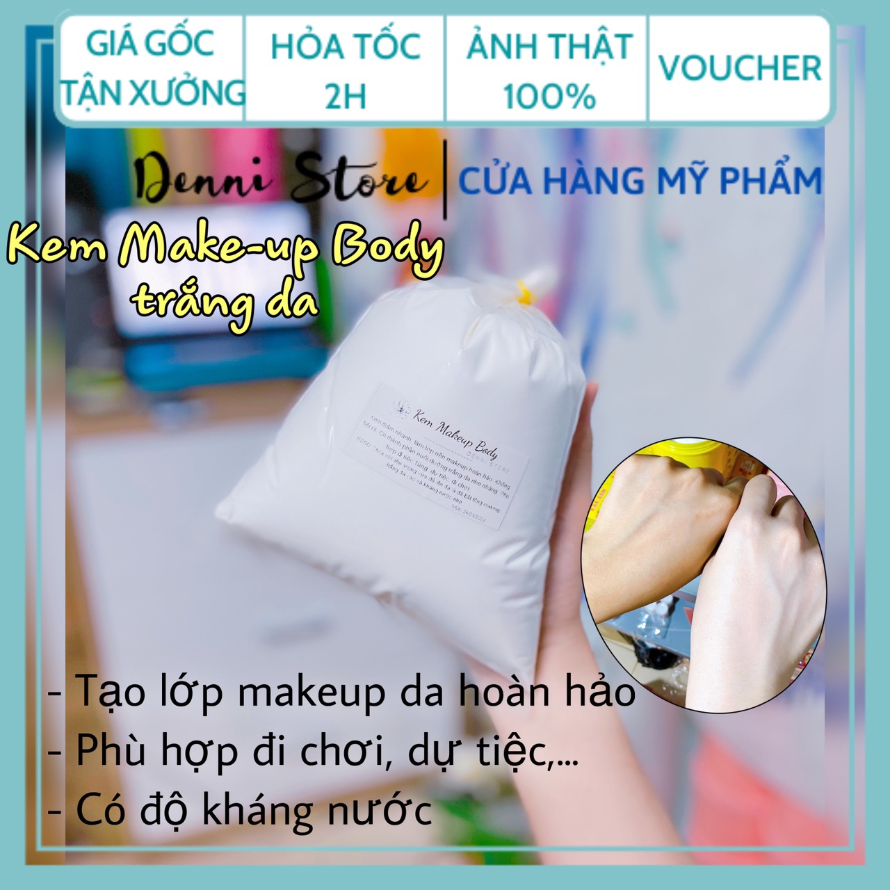 Lẻ bịch 1kg kem makeup body da trắng sáng