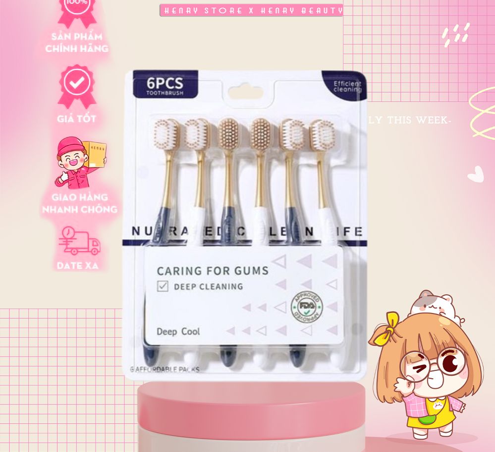Set 6 bàn chải đánh răng hàng nội địa Trung