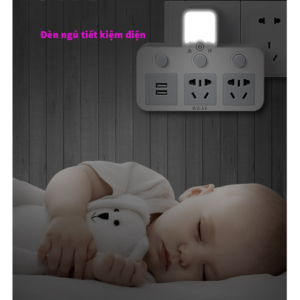 Smart power outlet - 2-pin power plug - Induction nightlight power socket - Multi-function usb power outlet - Heat-resistant electrical outlet with separate switch