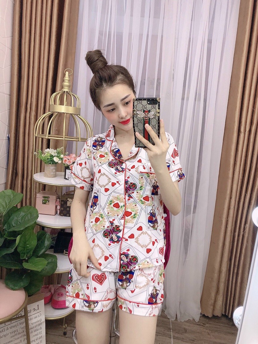 PIAMA QUẦN ĐÙI VẢI LỤA HÀN MẶC THOẢI MÁI SIZE DƯỚI 60KG.LH009