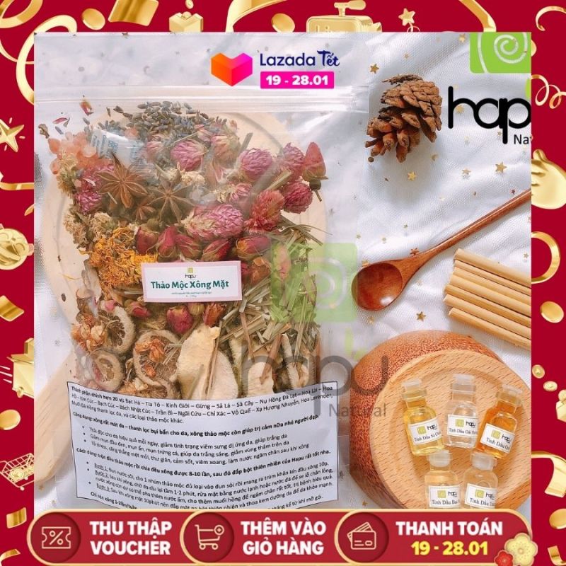 Thảo Mộc Xông Mặt Nhà Làm Hapu Organic Đẩy Mụn Ẩn, Giảm Các Loại Mụn, Dưỡng Da, Thanh Lọc Cho Da, Tẩy Tế Bào giá rẻ