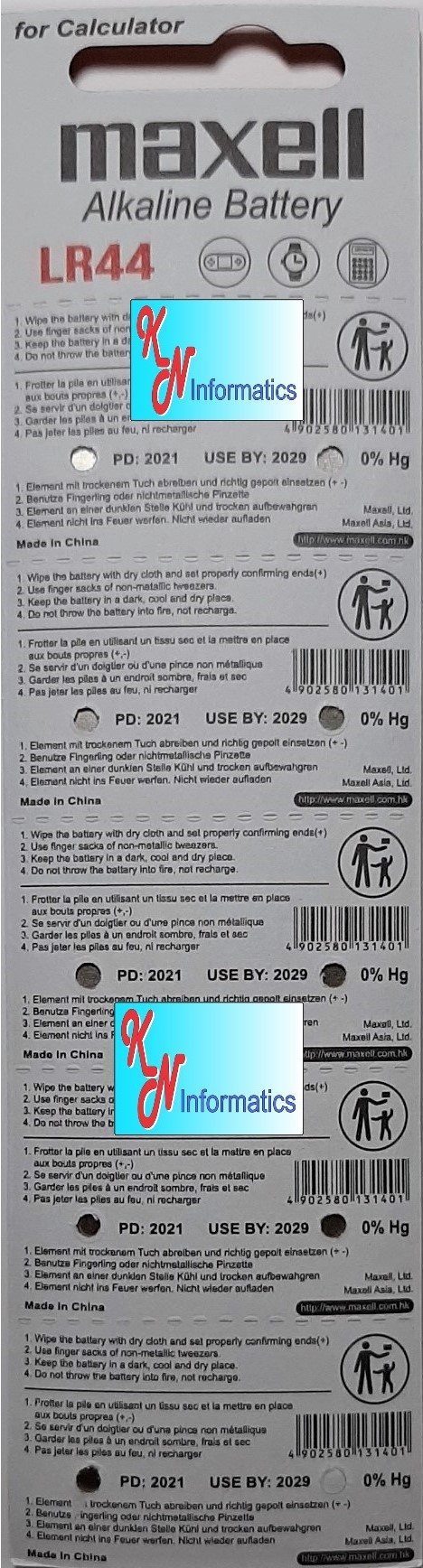 5/4/3/2/1 vỉ Pin Alkaline Maxell LR44 / A76 - 1 vỉ 10 viên - Hàng chính hãng - Made in China